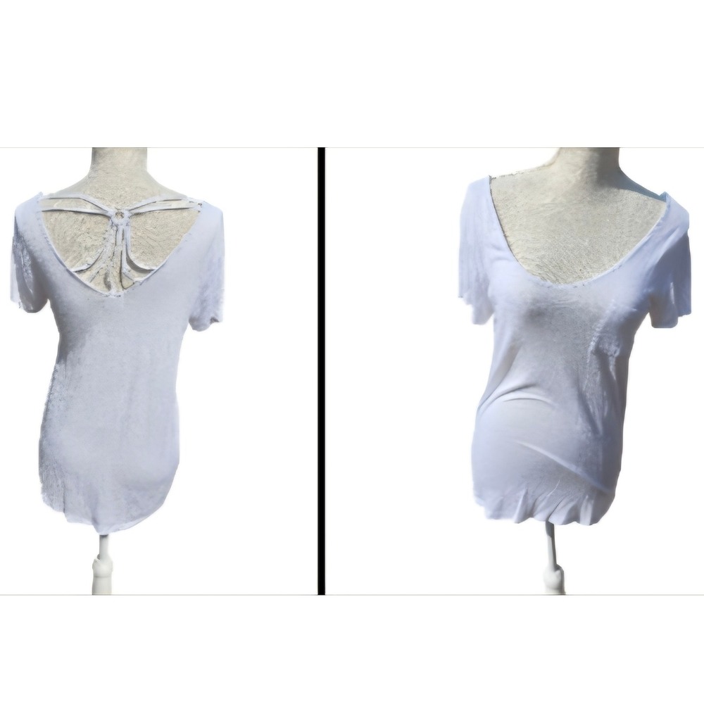 White Pocket Tee Open Back Casual Top Short Sleeve T-Shirt Fun Tee